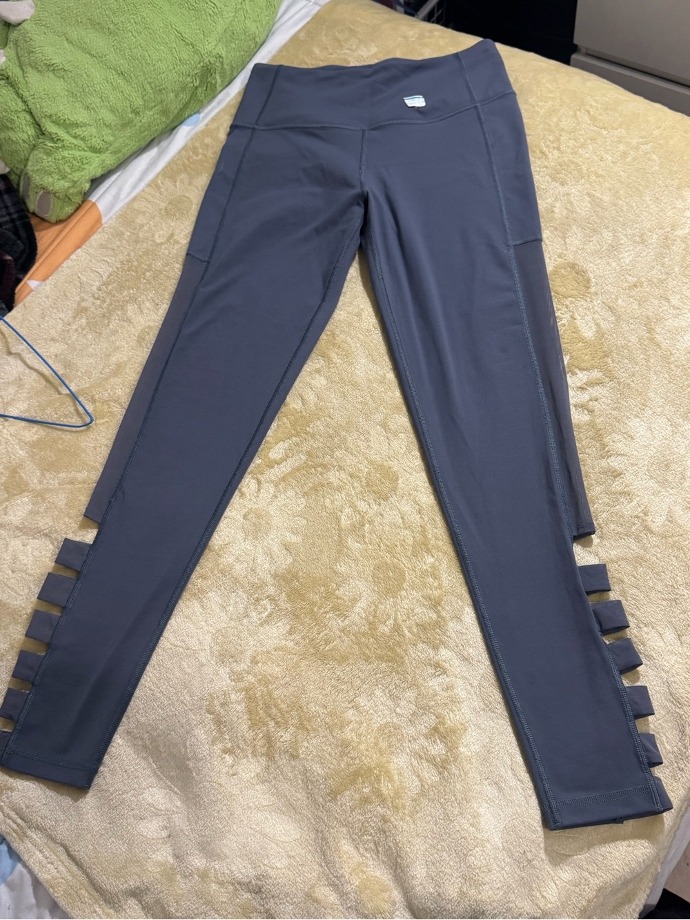 Women's Dark Gray High-Rise Leggings with Side Strap Detail